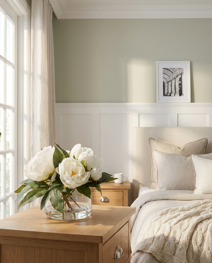 Faux Peony Bouquet in Classic Bowl – Cream