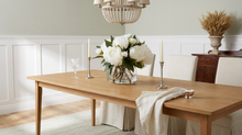 White peony arrangement as a soft dining centrepiece in a Hamptons-style Vaucluse home.