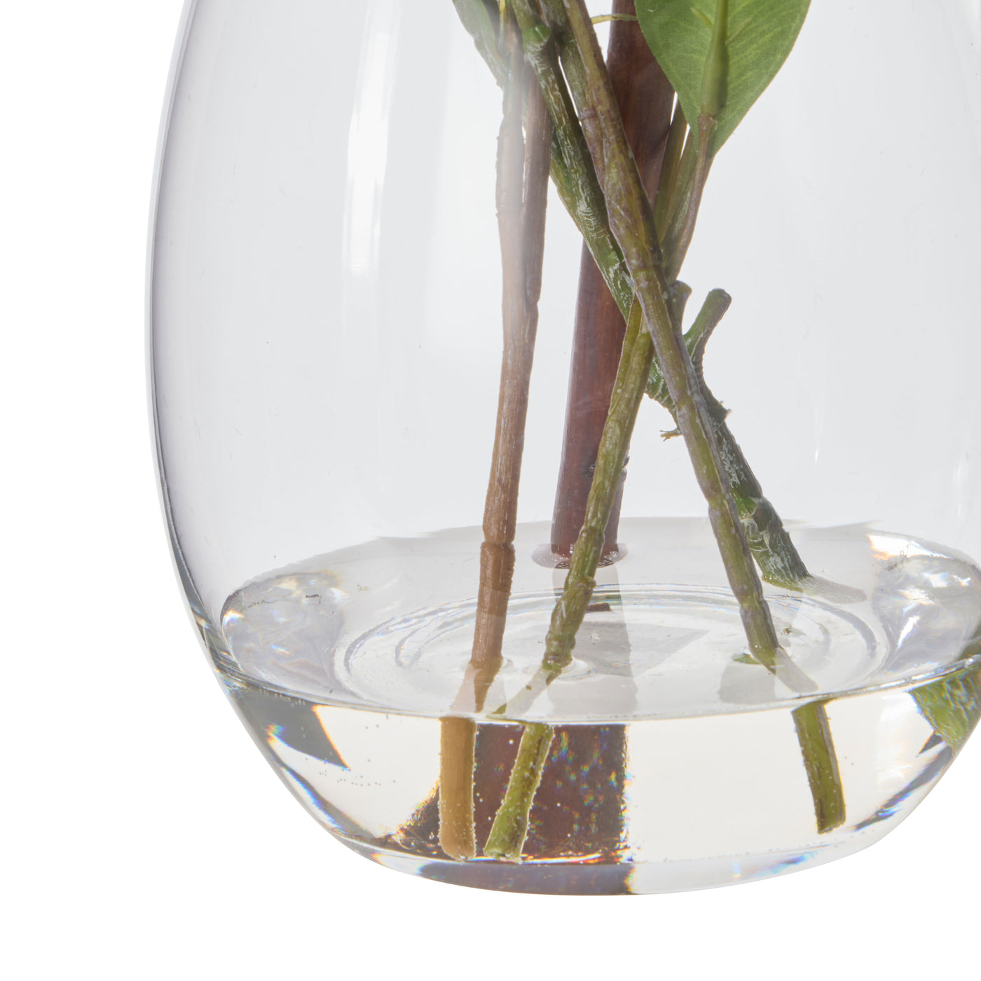 Clear glass Claire vase base with stems — native arrangement detail